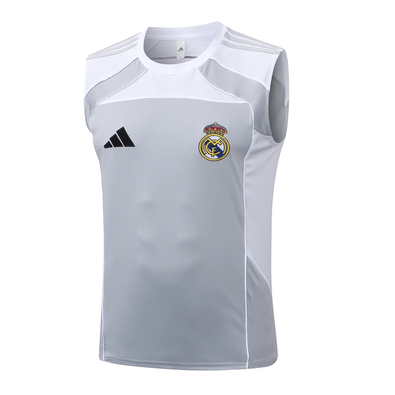 Camiseta Sin Mangas Real Madrid 2025 2026 Gris Blanco Real Madrid Camiseta 2025 2026 Gris - Camiseta Real Madrid | tiendasdefutboles