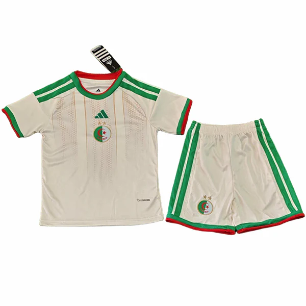 Casa Conjunto De Niños Argelia 2026 Blanco Amarillo Argelia Niños Conjunto 2026 Casa Blanco - Argelia Niños Barata | tiendasdefutboles