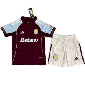 Aston Villa Niños Conjunto 2025 2026 Casa Rojo - Tuta Aston Villa Niños | tiendasdefutboles