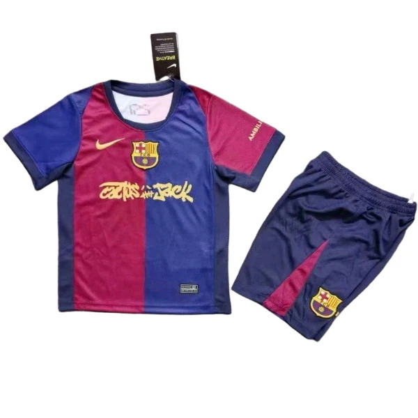 Casa Conjunto De Niños Barcelona 2024 2025 Rojo Azul FC Barcelona Niños Conjunto 2024 2025 Casa Rojo - Equipacion Fc Barcelona Niños | tiendasdefutboles