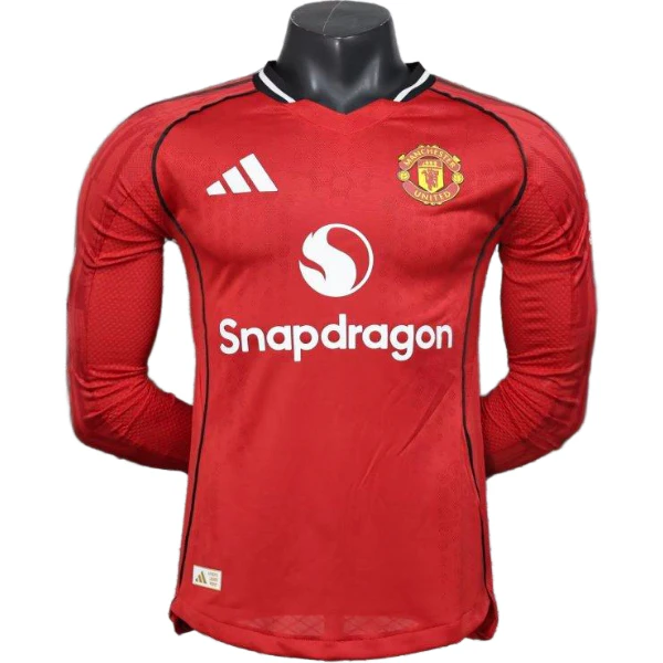 Casa Jugadores Manga Larga Manchester United 2025 2026 Rojo Manchester United Camiseta Edición Jugadores 2025 2026 Casa Roja - Camiseta Manchester United | tiendasdefutboles