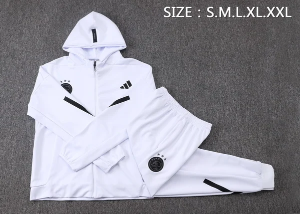 Conjunto Completo Chaqueta Con Capucha Ajax 2025 2026 Blanco Negro Ajax Conjunto 2025 2026 Blanco - Maglia Ajax | tiendasdefutboles