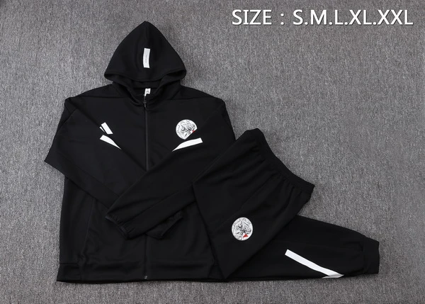 Conjunto Completo Chaqueta Con Capucha Ajax 2025 2026 Negro Blanco Ajax Conjunto 2025 2026 Negro - Maglia Ajax | tiendasdefutboles