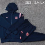 Conjunto Completo Chaqueta Con Capucha Barcelona 2025 2026 Azul Marino Rosa