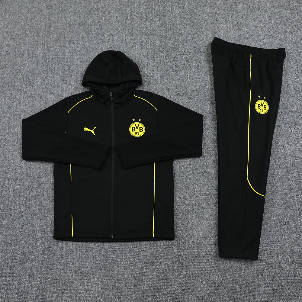 Conjunto Completo Chaqueta Con Capucha Borussia Dortmund 2024 2025 Negro Amarillo Borussia Dortmund Conjunto 2024 2025 Negro - Tuta Borussia Dortmund | tiendasdefutboles