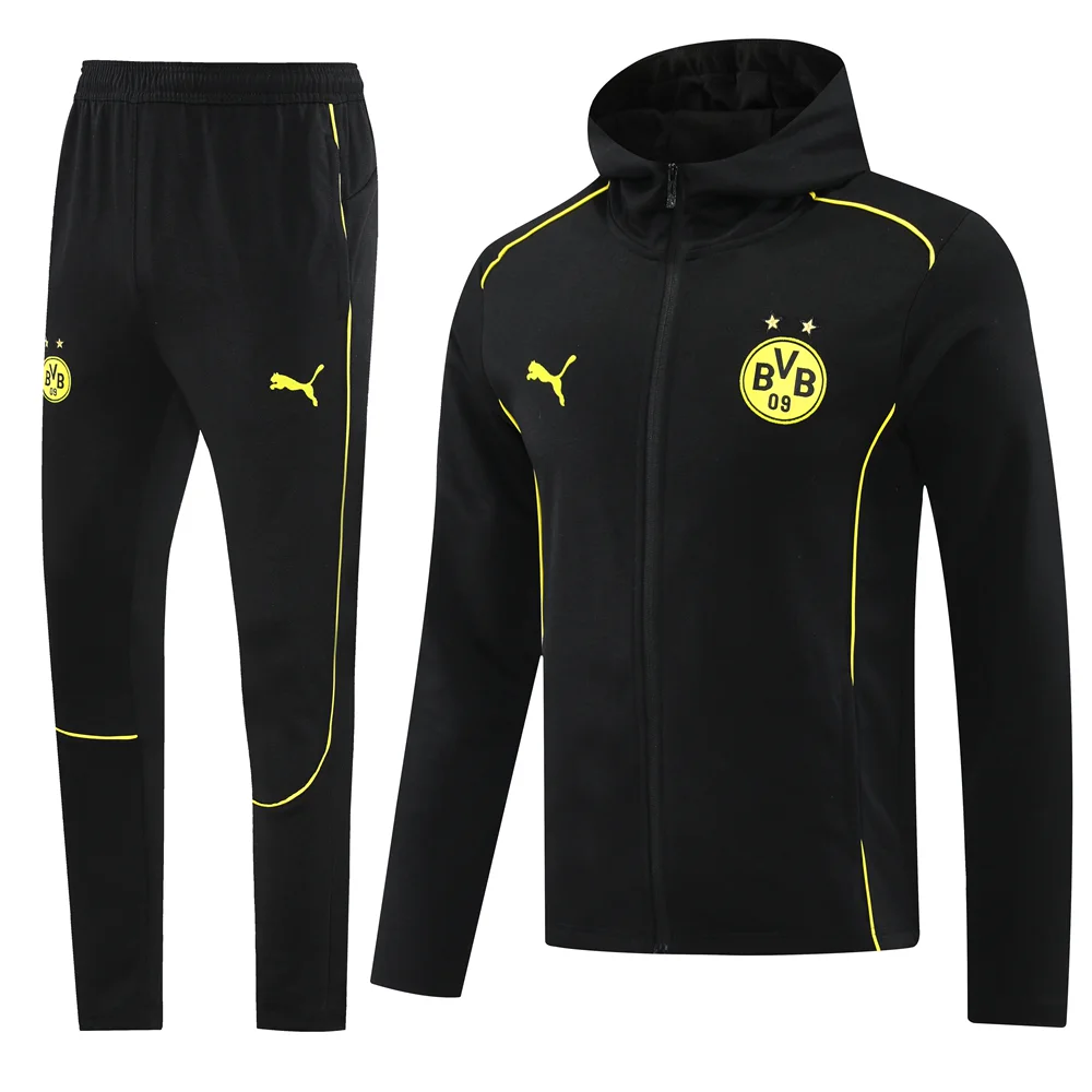 Conjunto Completo Chaqueta Con Capucha Borussia Dortmund 2024 2025 Negro Amarillo Borussia Dortmund Conjunto 2024 2025 Negro - Tuta Borussia Dortmund | tiendasdefutboles