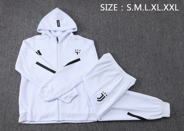 Conjunto Completo Chaqueta Con Capucha Juventus 2025 2026 Blanco Negro Juventus Conjunto 2025 2026 Blanco - Equipación Juventus | tiendasdefutboles