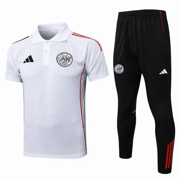 Conjunto Completo Polo Ajax 2025 2026 Blanco Negro Rojo Ajax Conjunto 2025 2026 Blanco - Maglia Ajax | tiendasdefutboles