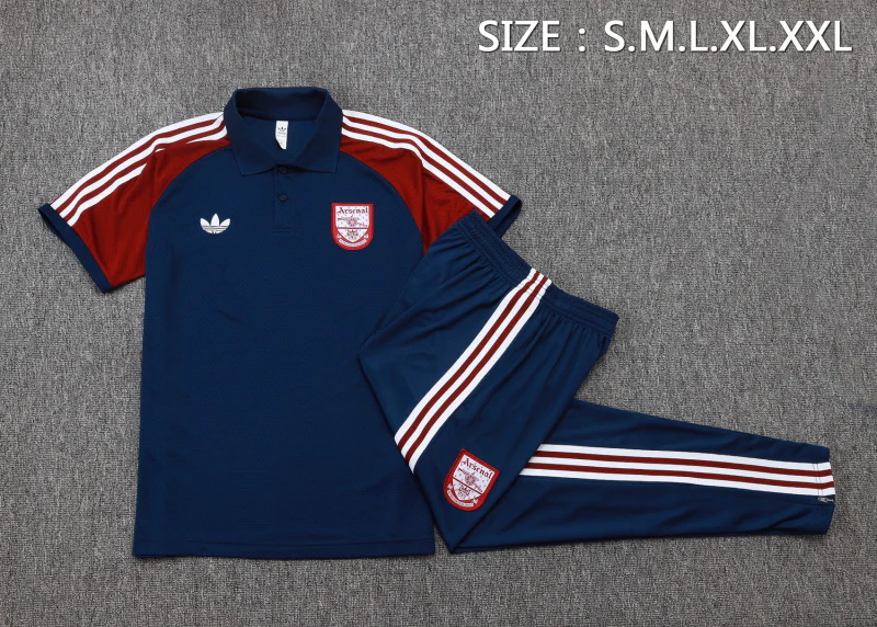 Conjunto Completo Polo Arsenal 2025 2026 Azul Marino I Rojo Arsenal Conjunto 2025 2026 Azul - Maglia Arsenal | tiendasdefutboles