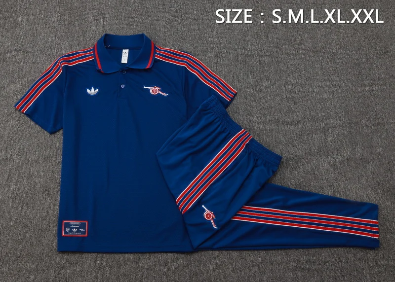 Conjunto Completo Polo Arsenal 2025 2026 Azul Marino Rojo Arsenal Conjunto 2025 2026 Azul - Maglia Arsenal | tiendasdefutboles