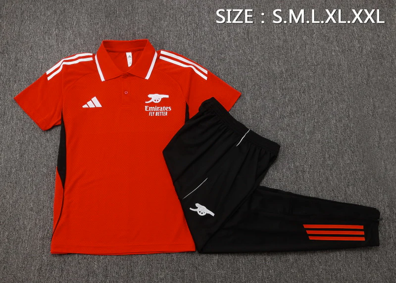 Conjunto Completo Polo Arsenal 2025 2026 Rojo Negro Arsenal Conjunto 2025 2026 Rojo - Maglia Arsenal | tiendasdefutboles