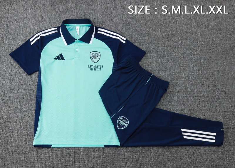 Conjunto Completo Polo Arsenal 2025 2026 Verde Azul Arsenal Conjunto 2025 2026 Verde - Maglia Arsenal | tiendasdefutboles