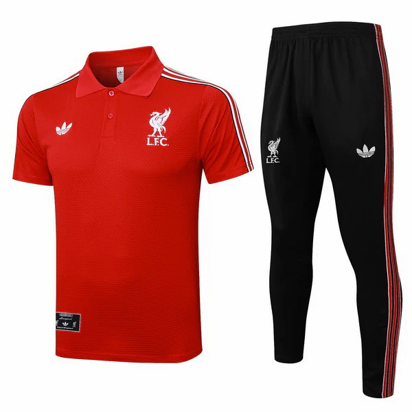 Conjunto Completo Polo Liverpool 2025 2026 Rojo Negro Liverpool Conjunto 2025 2026 Rojo - Maglia Liverpool | tiendasdefutboles