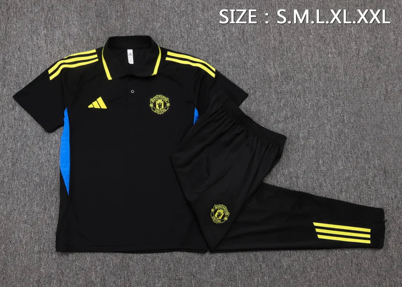 Conjunto Completo Polo Manchester United 2025 2026 Negro Amarillo Manchester United Conjunto 2025 2026 Negro - Maglia Manchester United | tiendasdefutboles