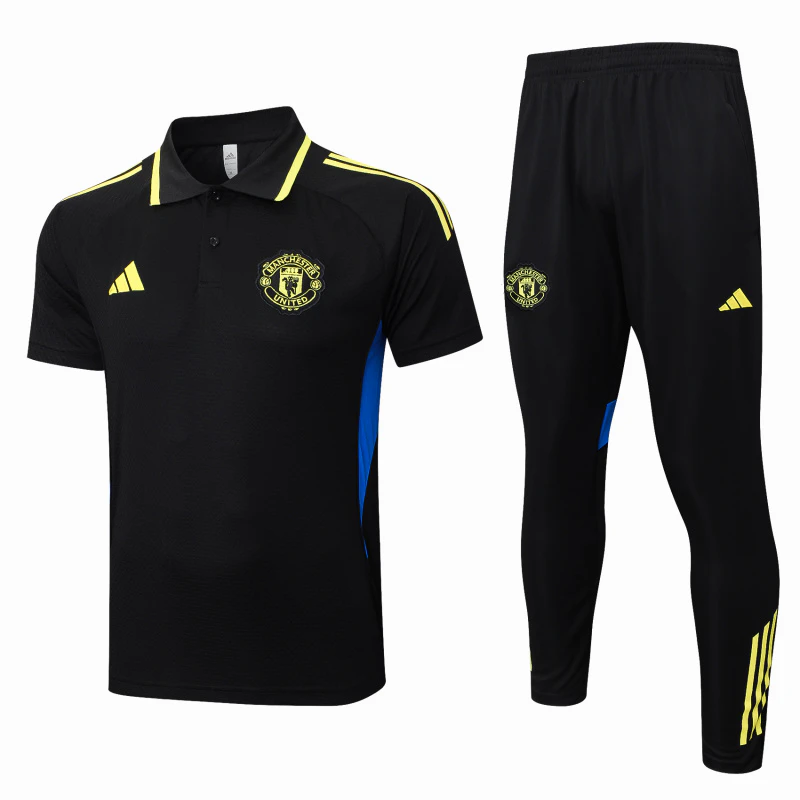 Conjunto Completo Polo Manchester United 2025 2026 Negro Amarillo Manchester United Conjunto 2025 2026 Negro - Maglia Manchester United | tiendasdefutboles