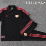 Conjunto Completo Polo Manchester United 2025 2026 Negro Rojo