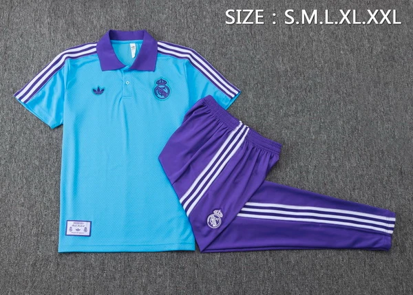 Conjunto Completo Polo Real Madrid 2025 2026 Azul Purpura Real Madrid Conjunto 2025 2026 Azul - Maglia Real Madrid | tiendasdefutboles