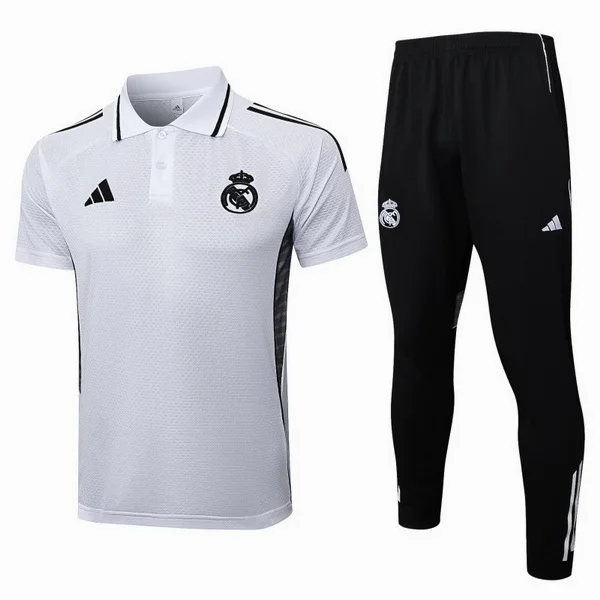 Conjunto Completo Polo Real Madrid 2025 2026 Blanco Negro Real Madrid Conjunto 2025 2026 Blanco - Maglia Real Madrid | tiendasdefutboles