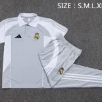 Conjunto Completo Polo Real Madrid 2025 2026 Gris Blanco