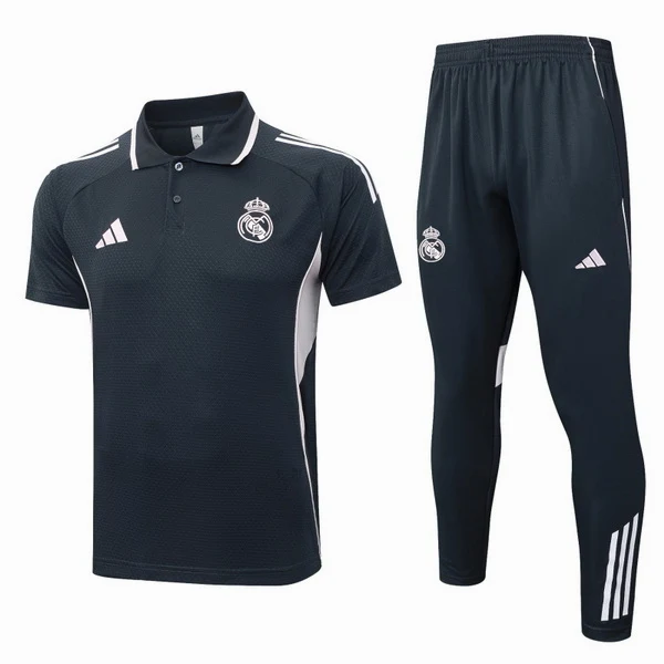 Conjunto Completo Polo Real Madrid 2025 2026 Gris Marino Rosa Real Madrid Conjunto 2025 2026 Gris - Maglia Real Madrid | tiendasdefutboles
