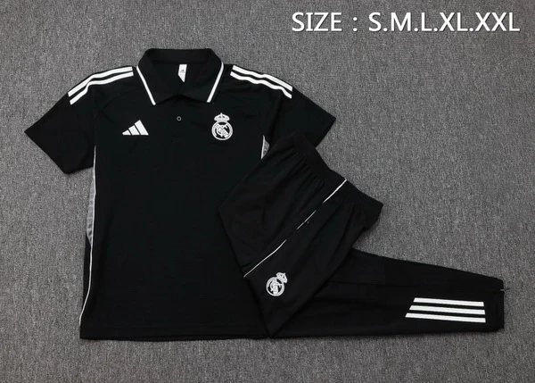 Conjunto Completo Polo Real Madrid 2025 2026 Negro Real Madrid Conjunto 2025 2026 Negro - Maglia Real Madrid | tiendasdefutboles