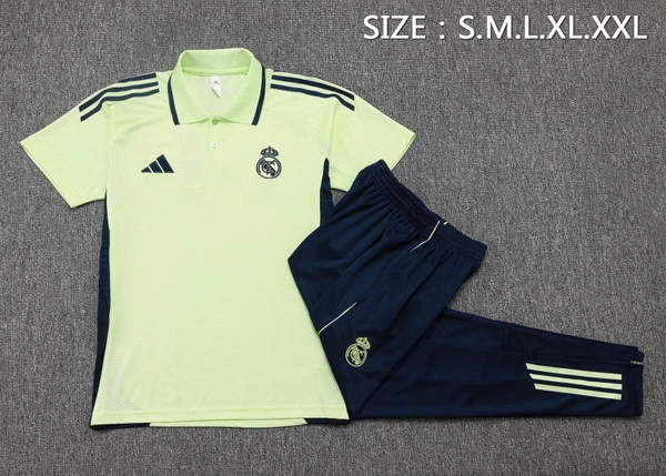 Conjunto Completo Polo Real Madrid 2025 2026 Verde Claro Negro Real Madrid Conjunto 2025 2026 Verde - Maglia Real Madrid | tiendasdefutboles
