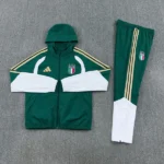 Conjunto Completo Rompevientos Italia 2026 Verde Blanco