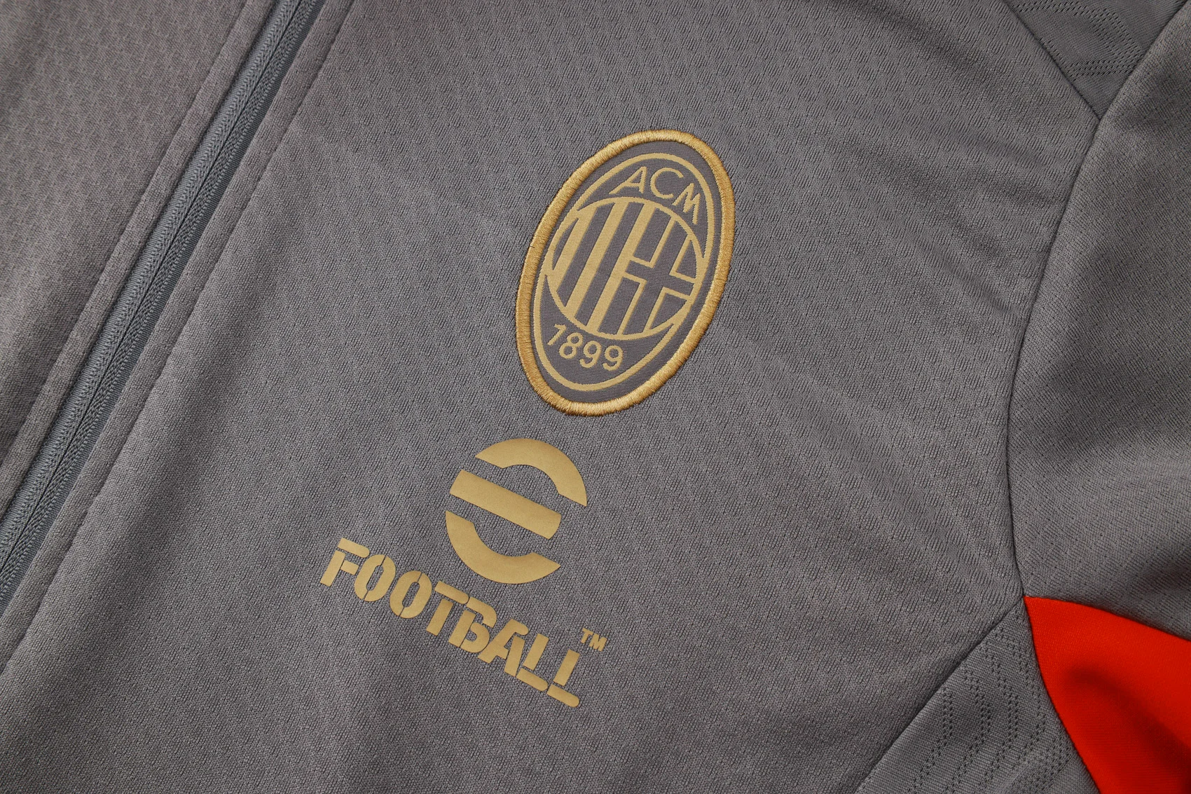 Conjunto Completo Ropa Deportiva Con Cremallera Larga AC Milan 2024 2025 Gris Rojo AC Milan Conjunto 2024 2025 Gris - Maglia Ac Milan | tiendasdefutboles