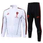 Conjunto Completo Ropa Deportiva Con Cremallera Larga AC Milan 2025 2026 Blanco Rojo Negro