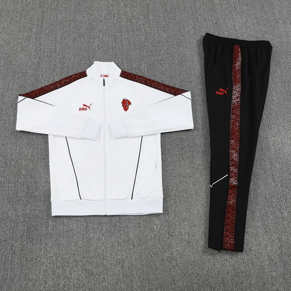 Conjunto Completo Ropa Deportiva Con Cremallera Larga AC Milan 2025 2026 Blanco Negro AC Milan Conjunto 2025 2026 Blanco - Maglia Ac Milan | tiendasdefutboles