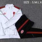 Conjunto Completo Ropa Deportiva Con Cremallera Larga AC Milan 2025 2026 Blanco Rojo Negro
