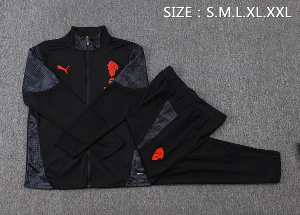 Conjunto Completo Ropa Deportiva Con Cremallera Larga AC Milan 2024 2025 Gris Rojo AC Milan Conjunto 2024 2025 Gris - Maglia Ac Milan | tiendasdefutboles