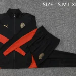 Conjunto Completo Ropa Deportiva Con Cremallera Larga AC Milan 2024 2025 Negro I Rojo