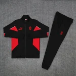 Conjunto Completo Ropa Deportiva Con Cremallera Larga AC Milan 2025 2026 Negro Rojo