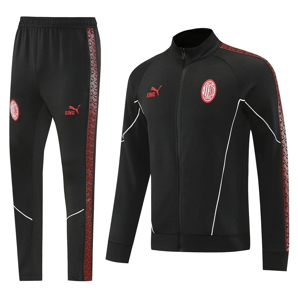 Conjunto Completo Ropa Deportiva Con Cremallera Larga AC Milan 2025 2026 Negro AC Milan Conjunto 2025 2026 Negro - Maglia Ac Milan | tiendasdefutboles