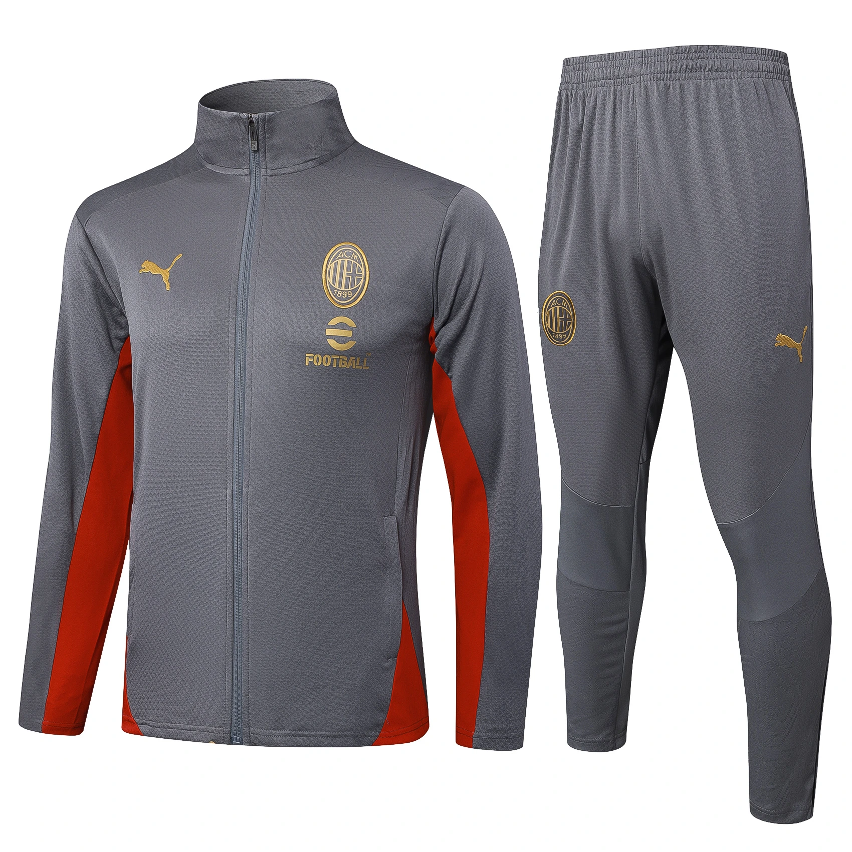 Conjunto Completo Ropa Deportiva Con Cremallera Larga AC Milan 2024 2025 Gris Rojo AC Milan Conjunto 2024 2025 Gris - Maglia Ac Milan | tiendasdefutboles