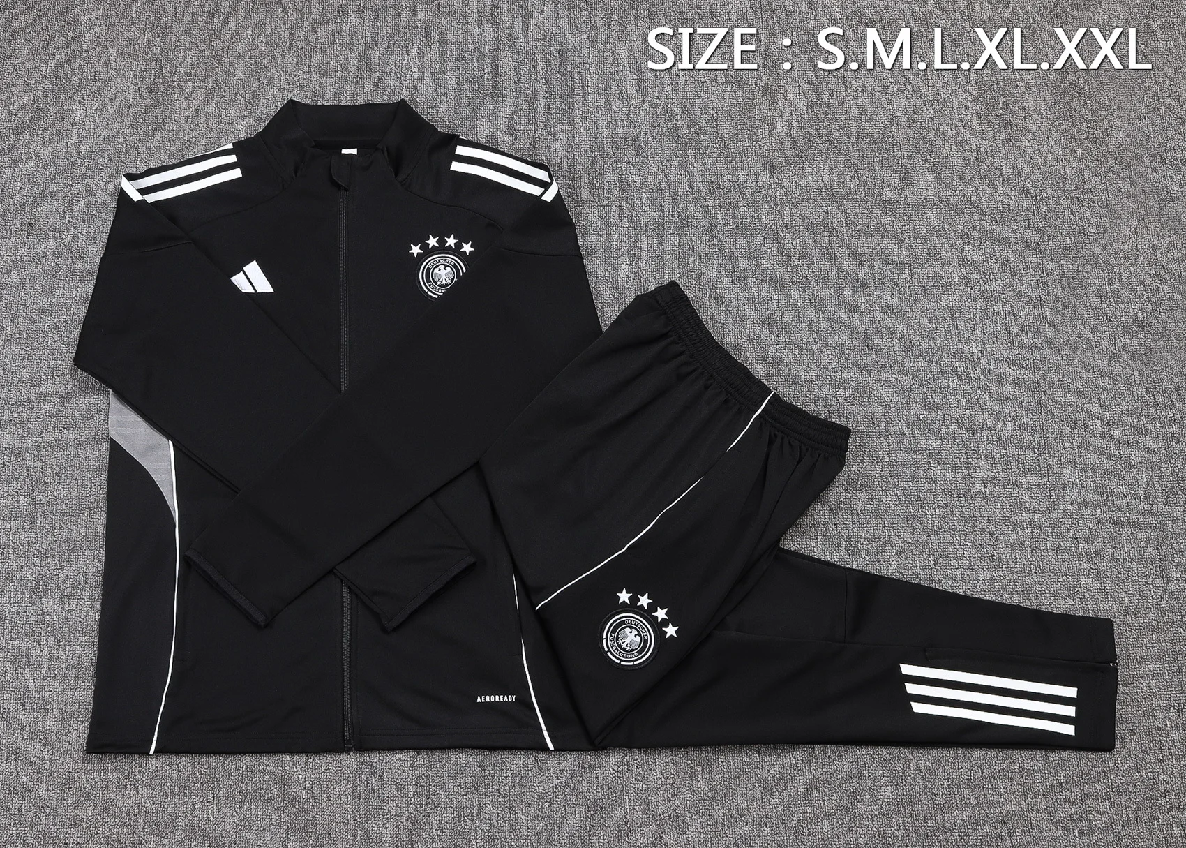 Conjunto Completo Ropa Deportiva Con Cremallera Larga Alemania 2025 Blanco Negro Alemania Conjunto 2025 Blanco - Tuta Alemania | tiendasdefutboles