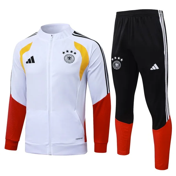 Conjunto Completo Ropa Deportiva Con Cremallera Larga Alemania 2026 Blanco Rojo Amarillo Alemania Conjunto 2026 Blanco - Alemania Barata | tiendasdefutboles