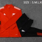 Conjunto Completo Ropa Deportiva Con Cremallera Larga Arsenal 2025 2026 Rojo Negro