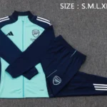 Conjunto Completo Ropa Deportiva Con Cremallera Larga Arsenal 2025 2026 Verde Claro Azul