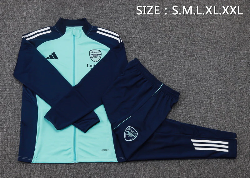 Conjunto Completo Ropa Deportiva Con Cremallera Larga Arsenal 2025 2026 Verde Claro Azul Arsenal Conjunto 2025 2026 Verde - Maglia Arsenal | tiendasdefutboles