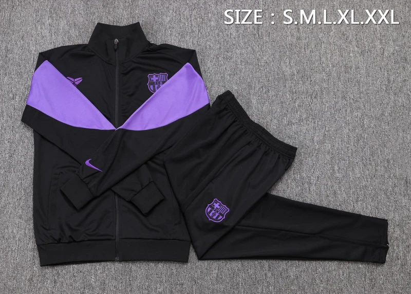 Conjunto Completo Ropa Deportiva Con Cremallera Larga Barcelona 2025 2026 Negro I Purpura FC Barcelona Conjunto 2025 2026 Negro - Tuta FC Barcelona | tiendasdefutboles