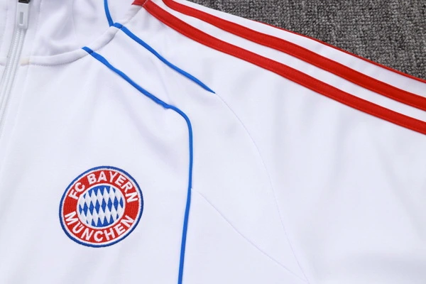 Conjunto Completo Ropa Deportiva Con Cremallera Larga Bayern Múnich 2025 2026 Blanco Rojo Gris Bayern Múnich Conjunto 2025 2026 Blanco - Tuta Bayern Múnich | tiendasdefutboles