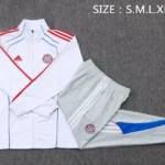 Conjunto Completo Ropa Deportiva Con Cremallera Larga Bayern Múnich 2025 2026 Blanco Rojo Gris