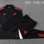 Conjunto Completo Ropa Deportiva Con Cremallera Larga Bayern Múnich 2025 2026 Negro Rojo Blanco