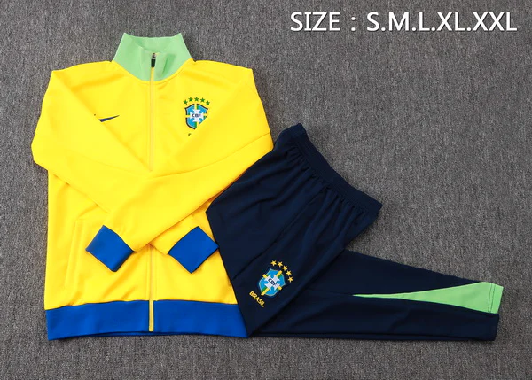 Conjunto Completo Ropa Deportiva Con Cremallera Larga Brasil 2026 Verde Azul Brasil Conjunto 2026 Verde - Brasil Barata | tiendasdefutboles