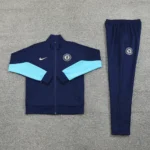 Conjunto Completo Ropa Deportiva Con Cremallera Larga Chelsea 2025 2026 Gris Marino Blanco