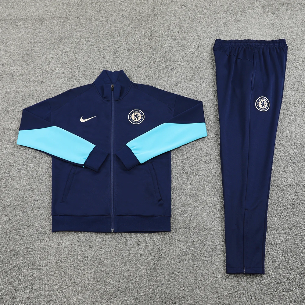 Conjunto Completo Ropa Deportiva Con Cremallera Larga Chelsea 2025 2026 Gris Marino Blanco Chelsea Conjunto 2025 2026 Gris - Maglia Chelsea | tiendasdefutboles