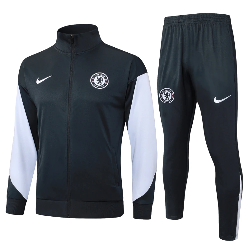 Conjunto Completo Ropa Deportiva Con Cremallera Larga Chelsea 2025 2026 Gris Marino Blanco Chelsea Conjunto 2025 2026 Gris - Maglia Chelsea | tiendasdefutboles