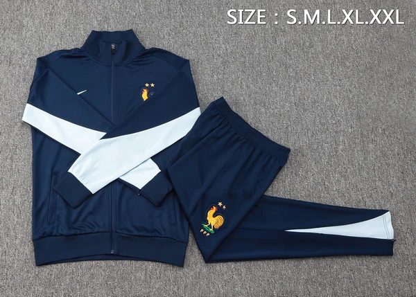Conjunto Completo Ropa Deportiva Con Cremallera Larga Francia 2025 Azul Marino Francia Conjunto 2025 Azul - Maglia Francia 2026 | tiendasdefutboles